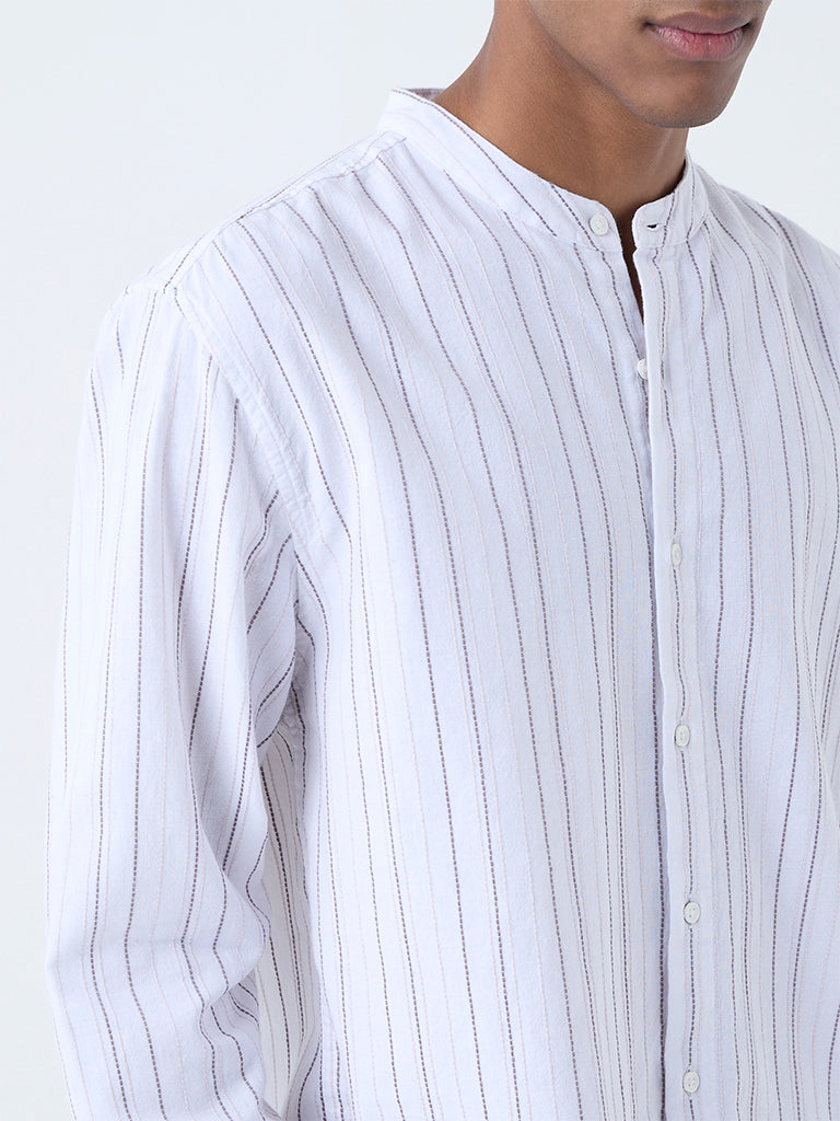ETA White Striped Relaxed-Fit Cotton Shirt