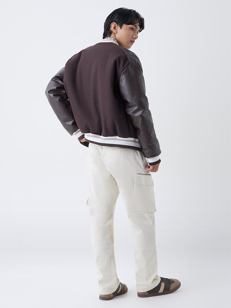 Nuon Off-White Relaxed-Fit Mid-Rise Cotton-Blend Cargo Pants