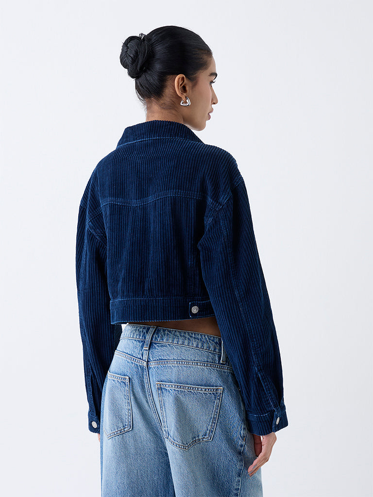 Nuon Dark Blue Corduroy Cotton Jacket