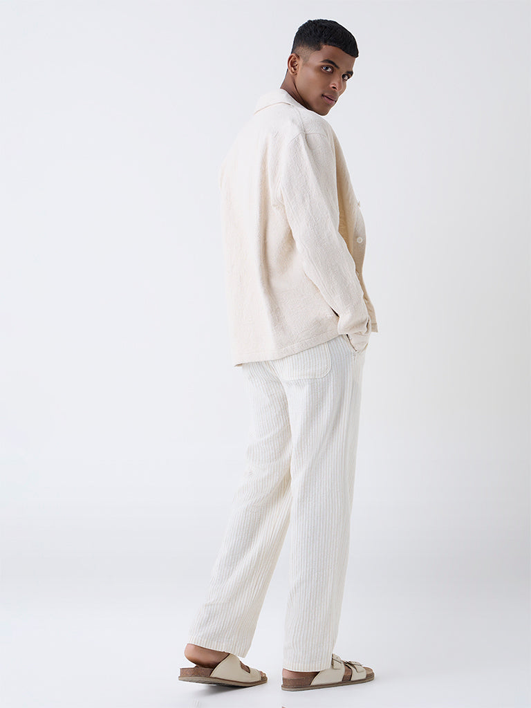ETA Off-White Striped Relaxed-Fit Mid-Rise Cotton Pants