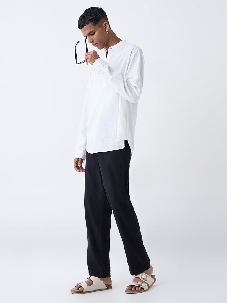 ETA Off-White Self-Patterned Relaxed-Fit Cotton-Blend Shirt