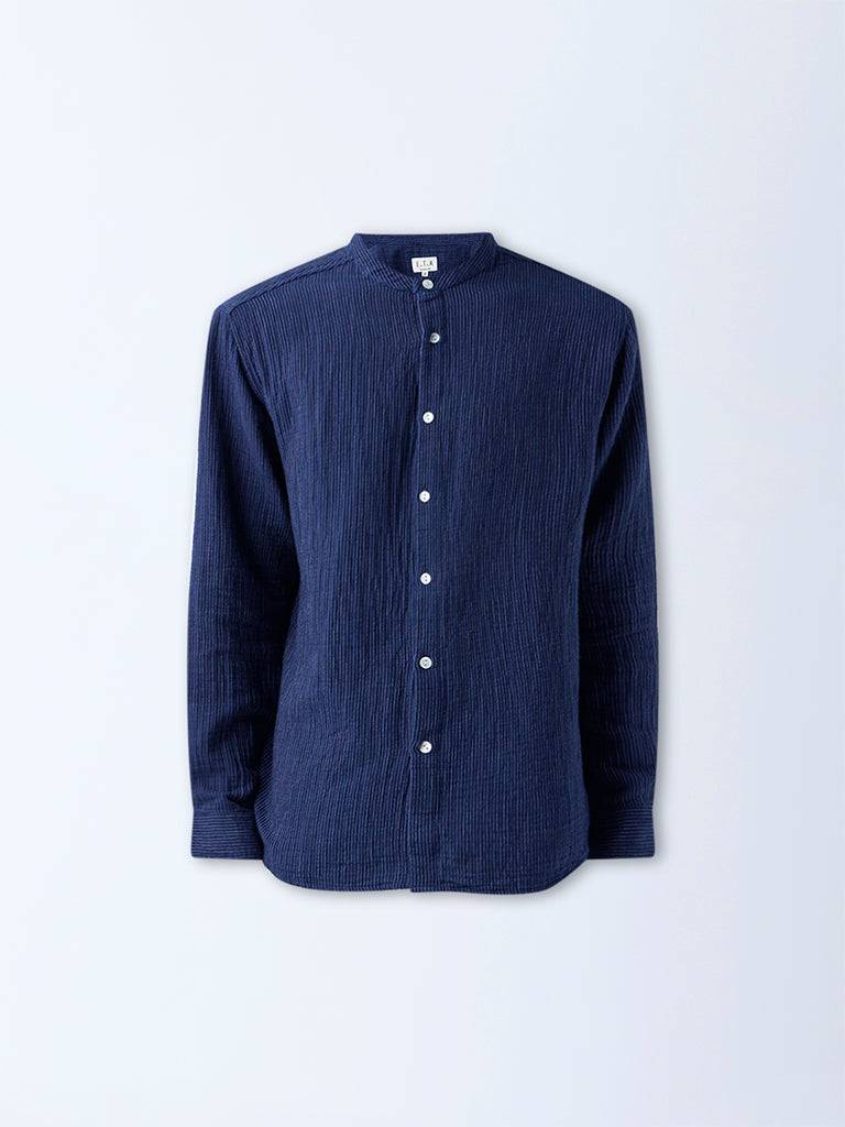 ETA Indigo Stripe Detailed Relaxed-Fit Cotton Shirt