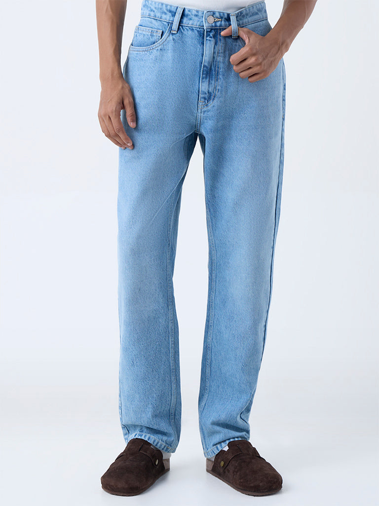 Nuon Blue Relaxed-Fit Mid-Rise Jeans