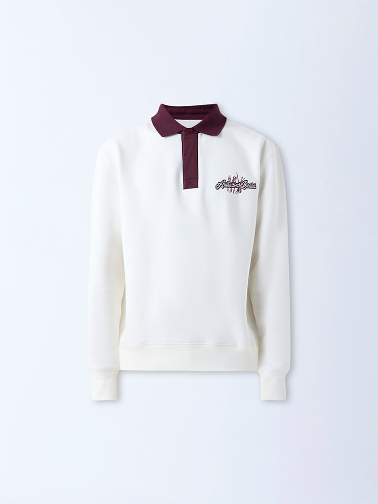 Nuon Off-White Relaxed-Fit Cotton-Blend Sweatshirt