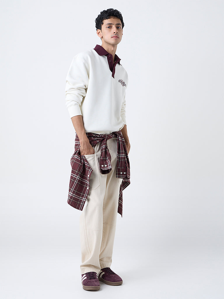 Nuon Off-White Relaxed-Fit Cotton-Blend Sweatshirt