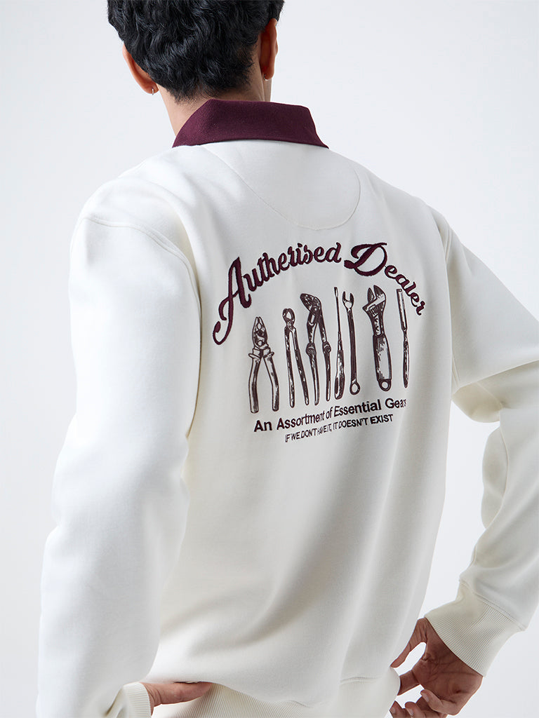 Nuon Off-White Relaxed-Fit Cotton-Blend Sweatshirt