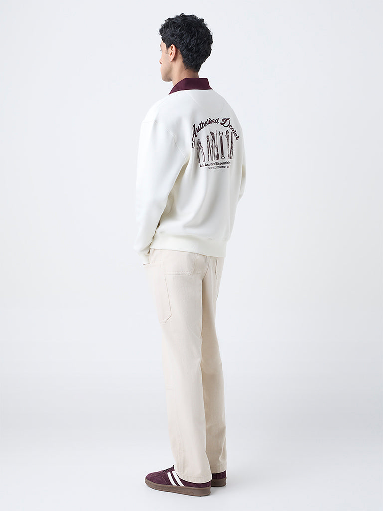 Nuon Off-White Relaxed-Fit Cotton-Blend Sweatshirt