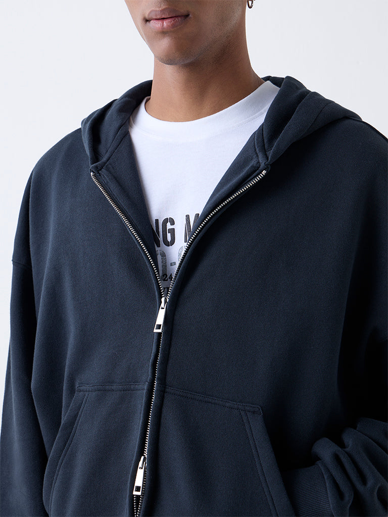 Nuon Dark Green Relaxed-Fit Cotton Hoodie
