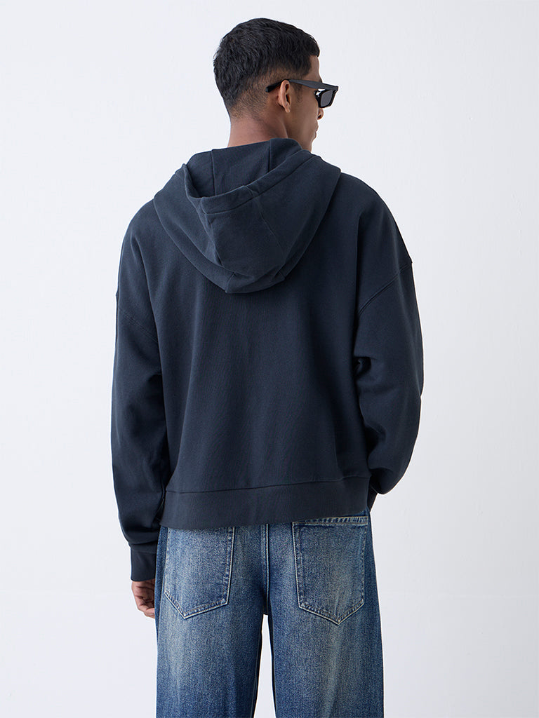 Nuon Dark Green Relaxed-Fit Cotton Hoodie