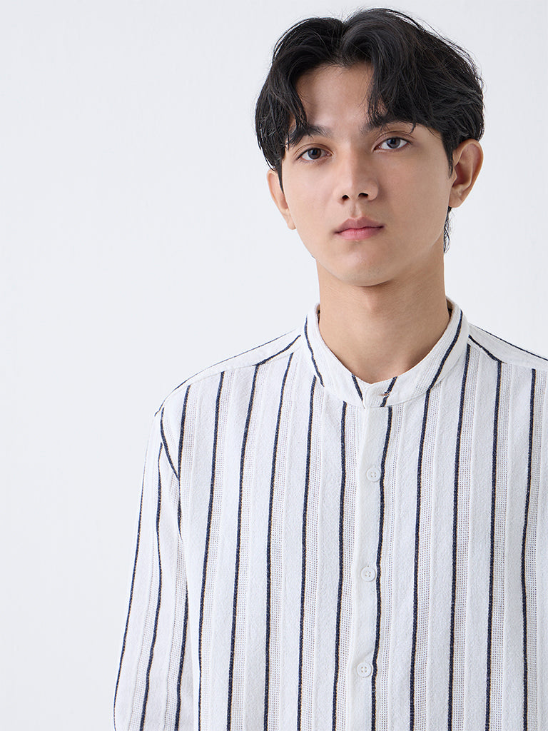 ETA Off-White Striped Relaxed-Fit Cotton Shirt