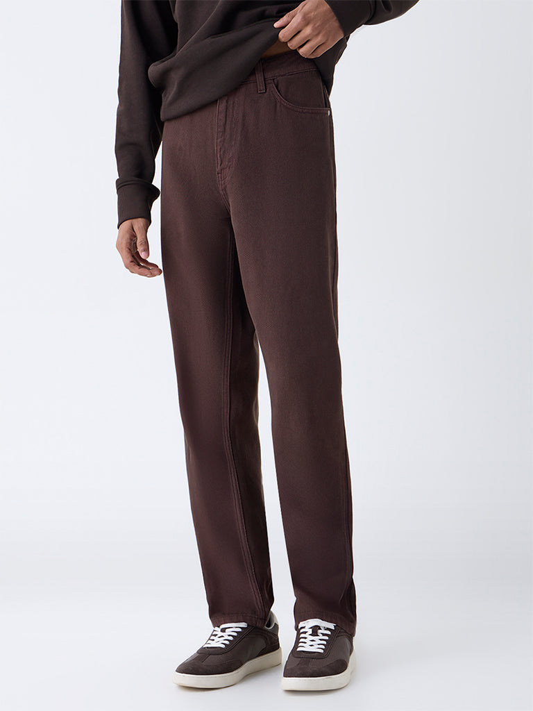 Nuon Brown Relaxed-Fit Mid-Rise Jeans