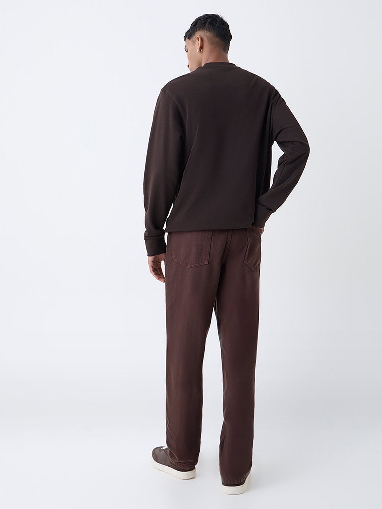 Nuon Brown Relaxed-Fit Mid-Rise Jeans