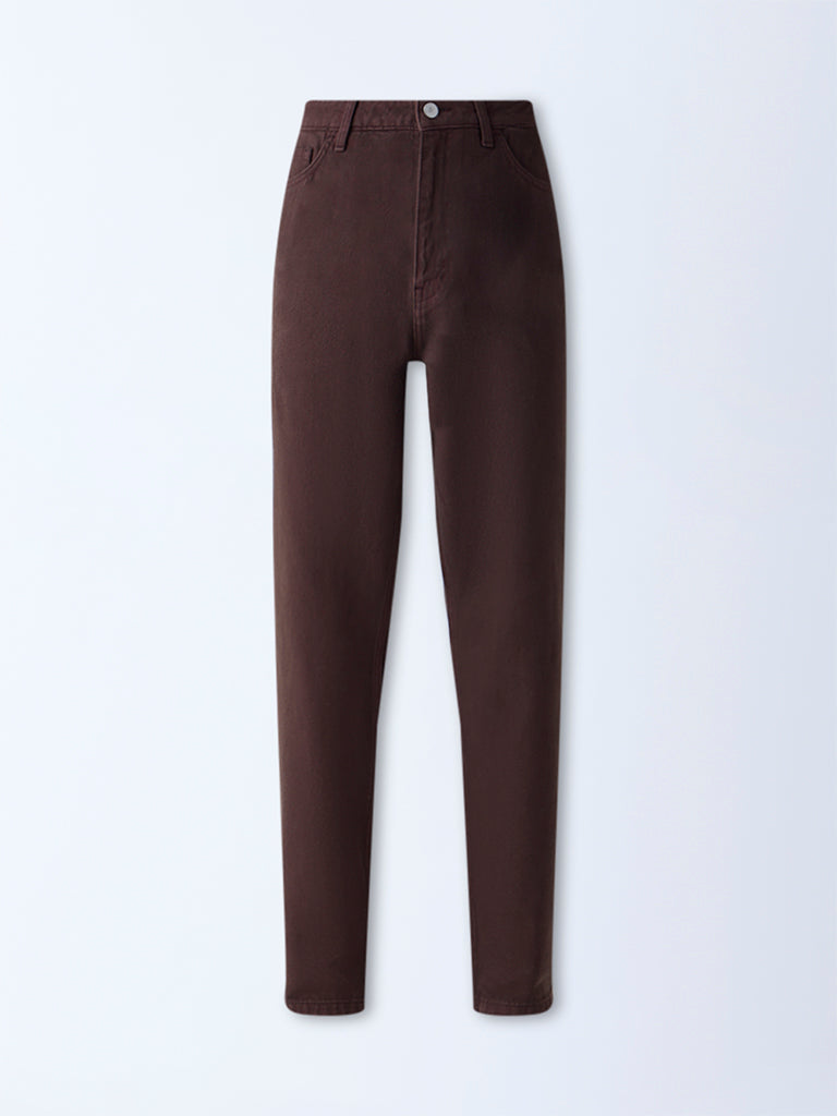 Nuon Brown Relaxed-Fit Mid-Rise Jeans