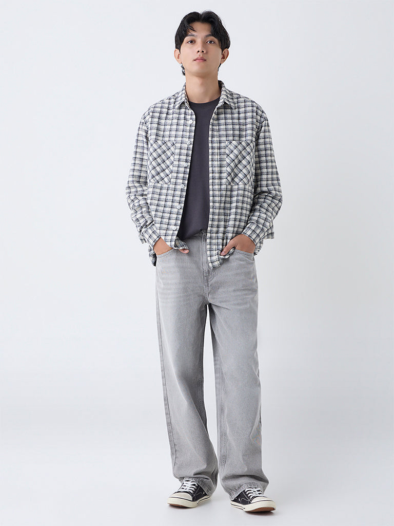 Nuon Grey Faded Loose-Fit Mid-Rise Jeans