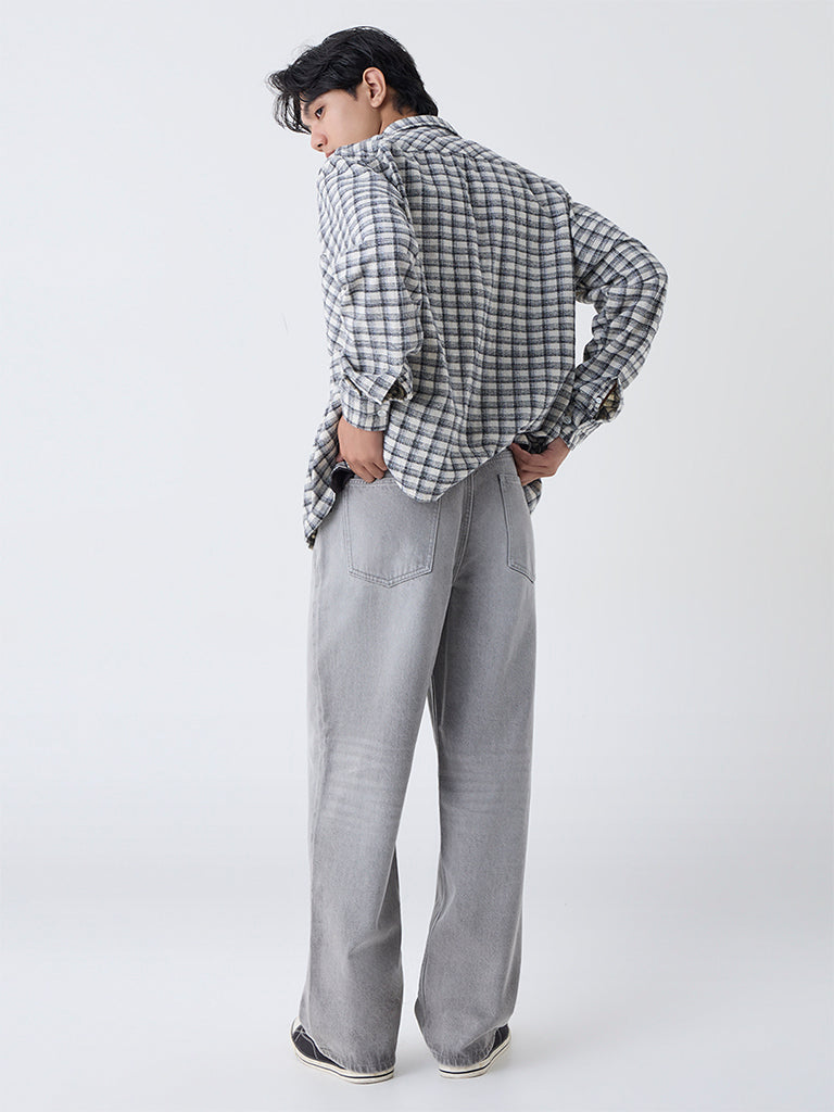 Nuon Grey Faded Loose-Fit Mid-Rise Jeans