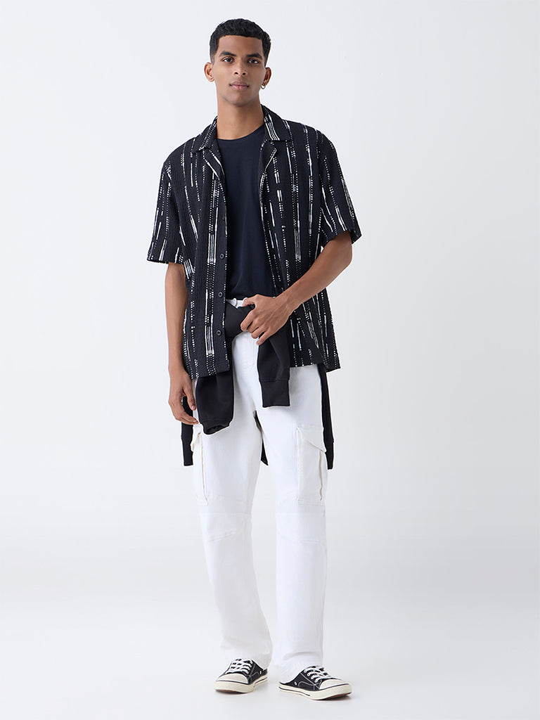 Nuon Black Abstract Design Relaxed-Fit Shirt