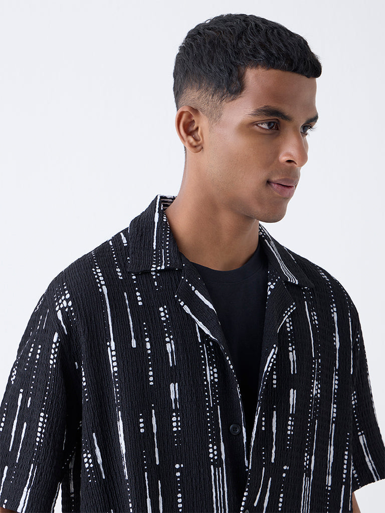 Nuon Black Abstract Design Relaxed-Fit Shirt