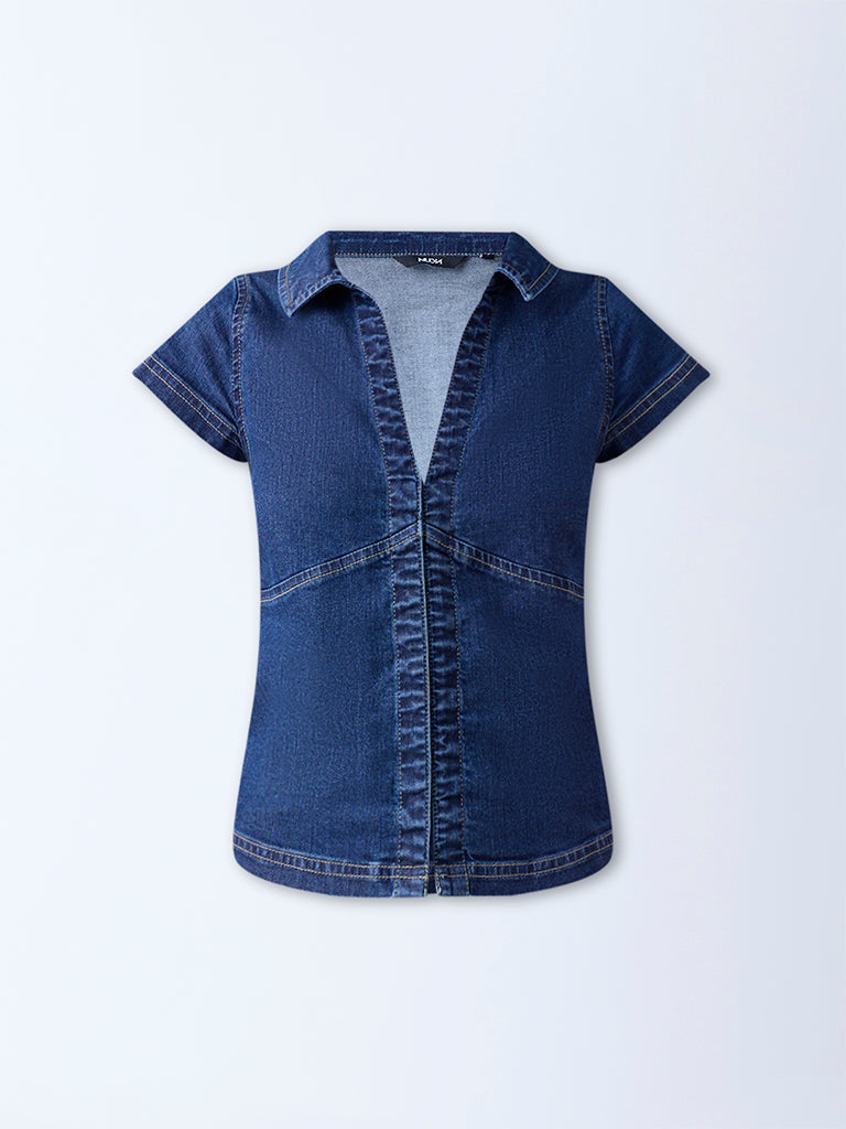 Nuon Dark Blue Denim Top