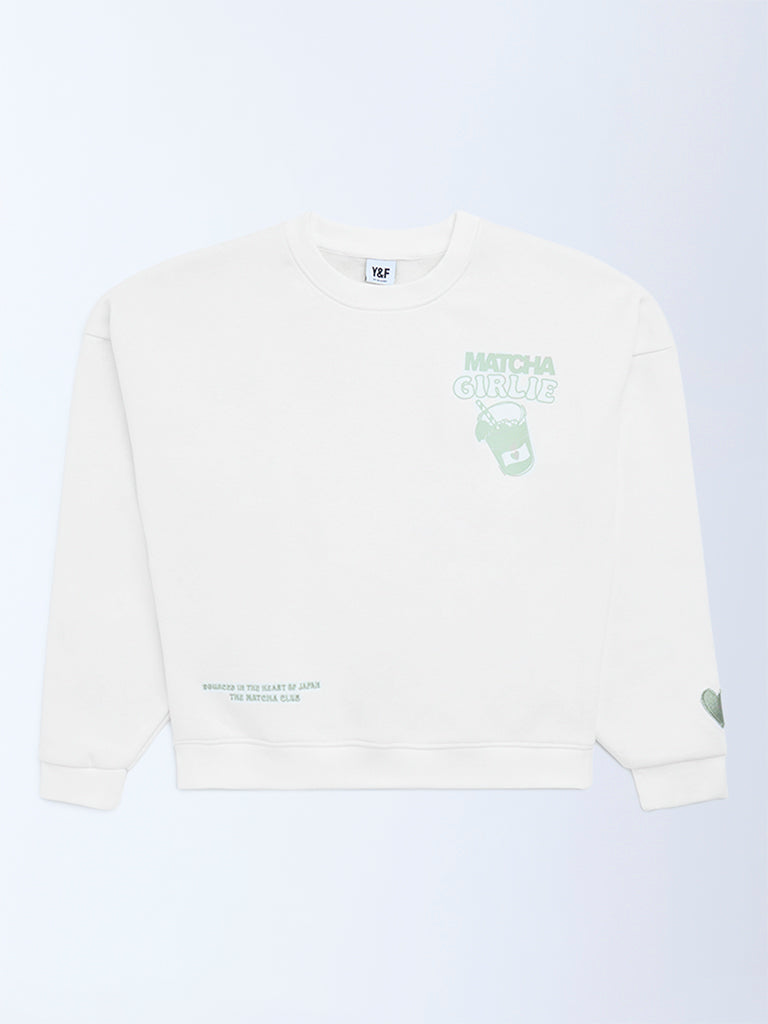 Girls Off-White Printed Cotton-Blend Sweatshirt