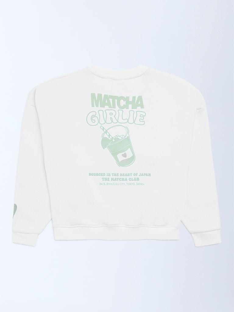 Girls Off-White Printed Cotton-Blend Sweatshirt