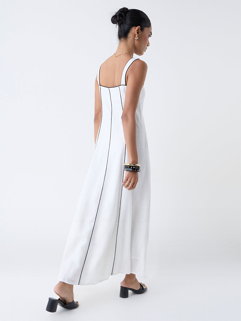 LOV White Striped A-Line Dress