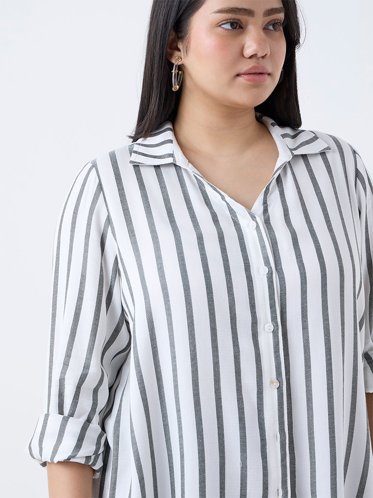 Gia White Striped Shirt