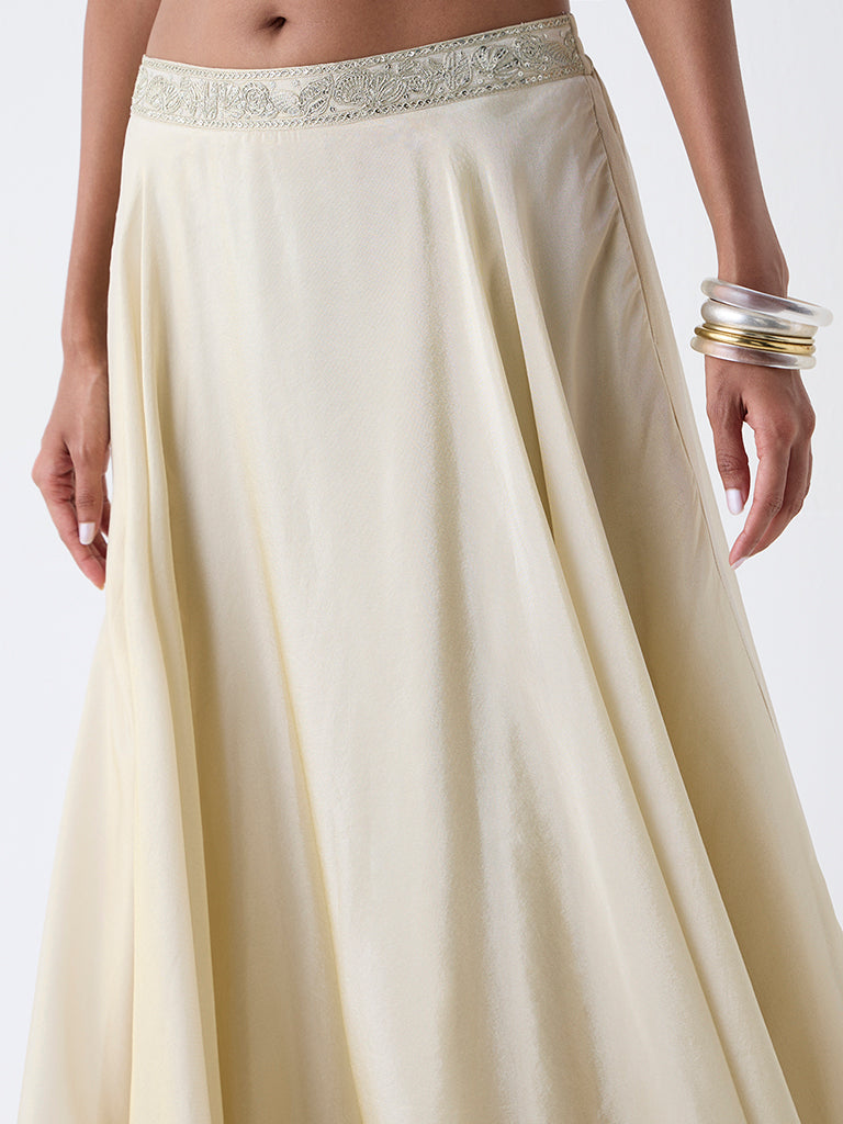 Vark Off-White Embellished Maxi Skirt