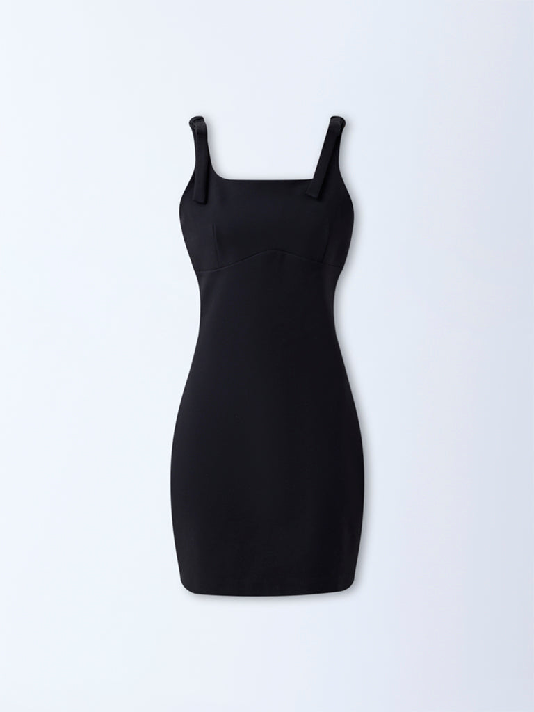Nuon Black Solid Sheath Dress
