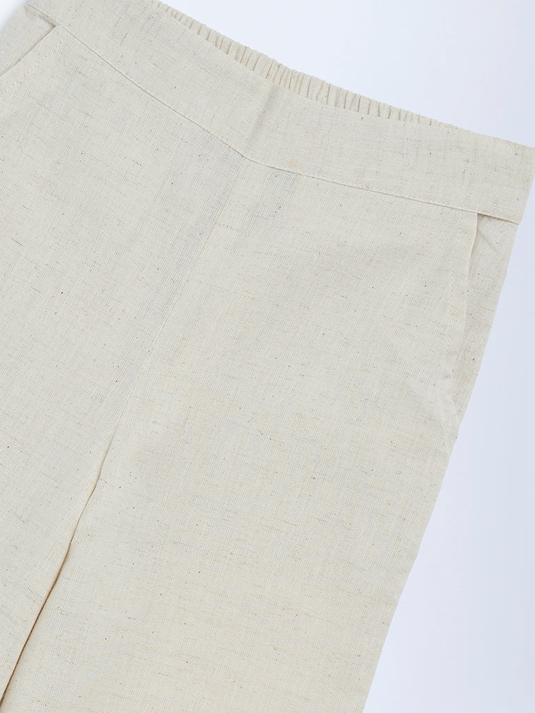 Utsa Kids Girls Off-White Cotton-Blend Pants - (2 - 8yrs)