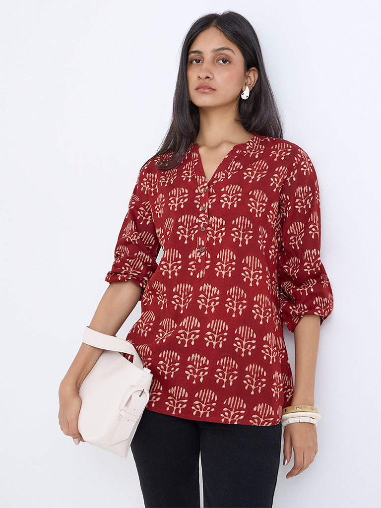 Utsa Red Printed Tunic