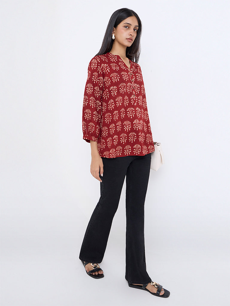 Utsa Red Printed Tunic