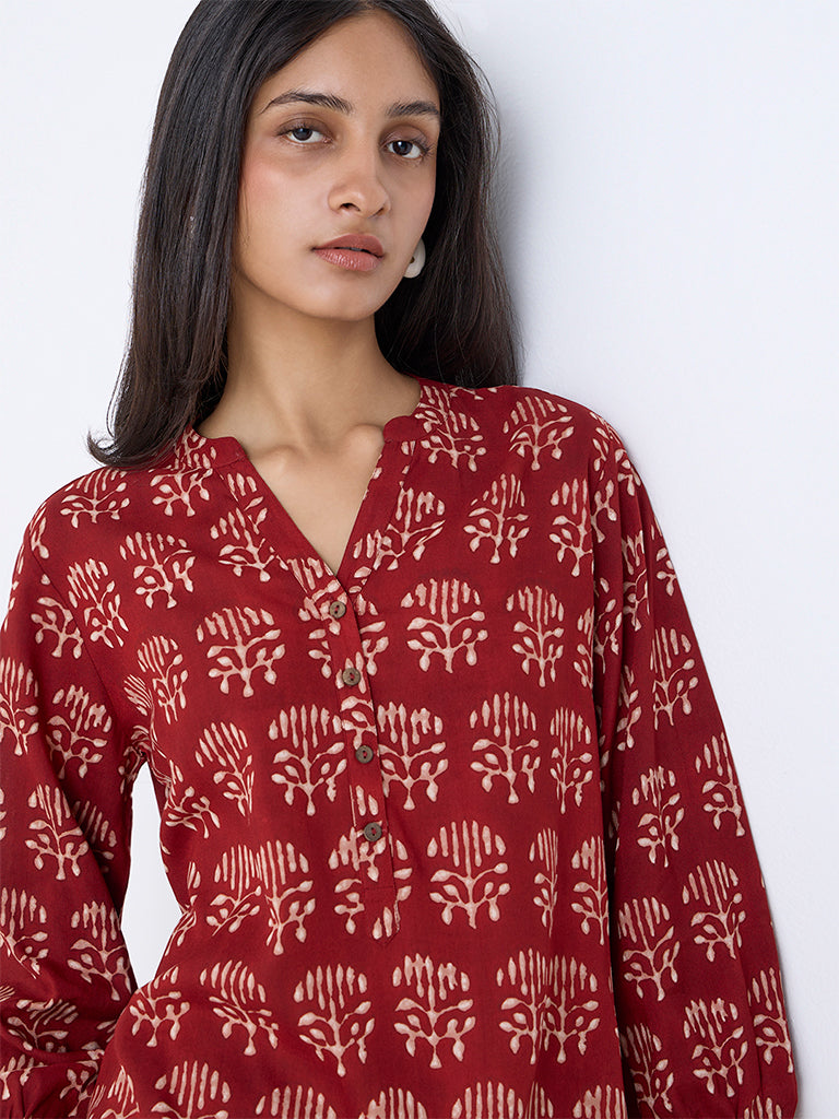 Utsa Red Printed Tunic