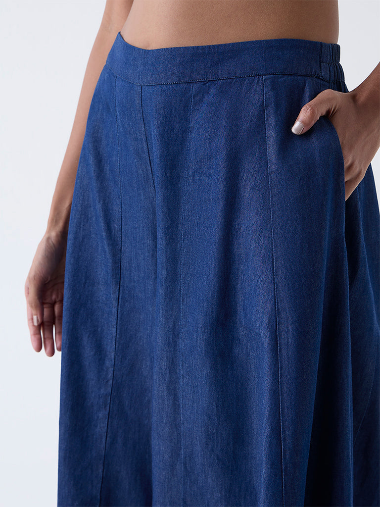 Vark Blue Cotton Palazzos