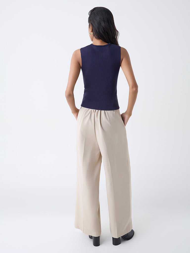 Nuon Navy Ribbed Top