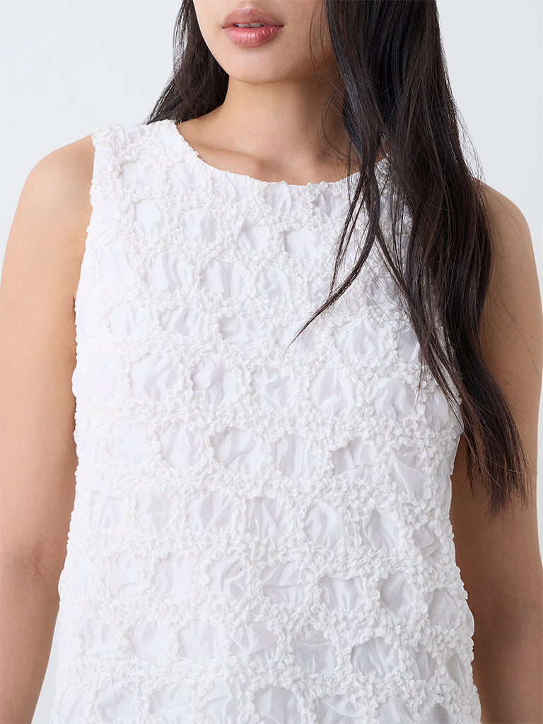 LOV Off-White Self-Textured Top