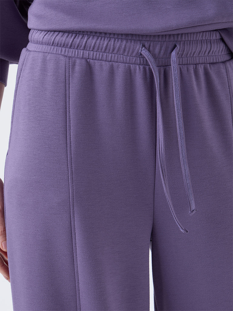 Wunderlove Purple Solid High-Rise Pants
