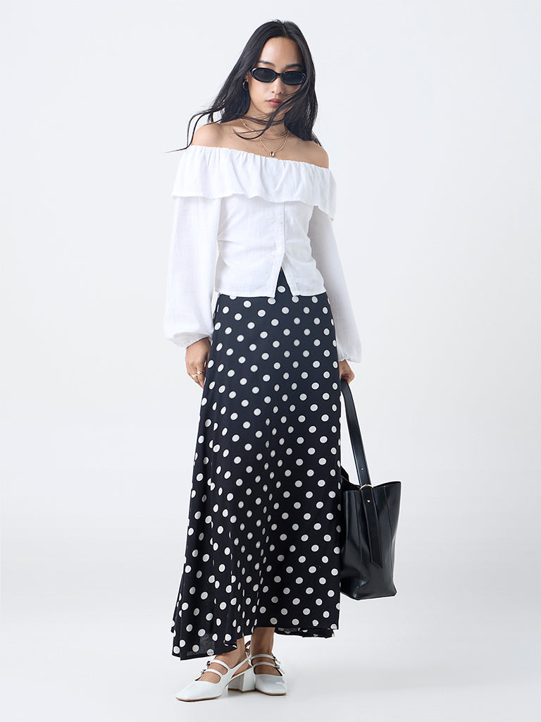 LOV Off-White Off-Shoulder Top