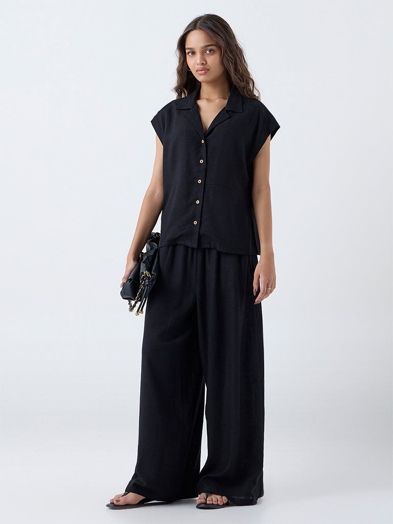 LOV Black Solid Shirt