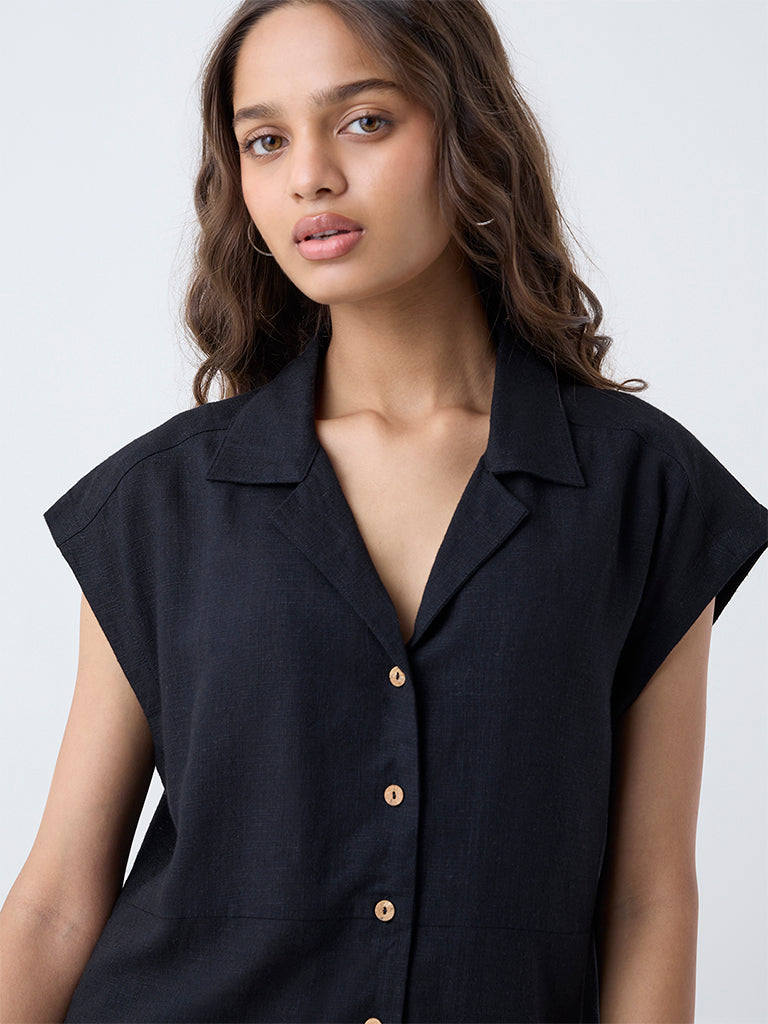 LOV Black Solid Shirt