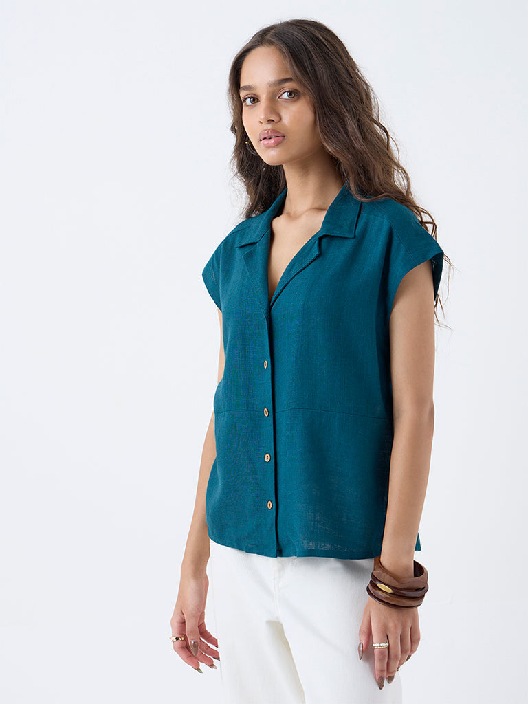 LOV Teal Solid Shirt