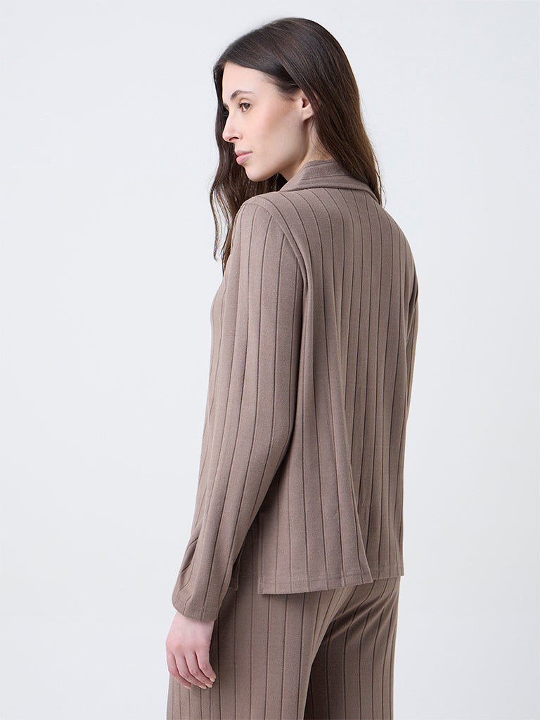 Wunderlove Brown Ribbed-Textured Top