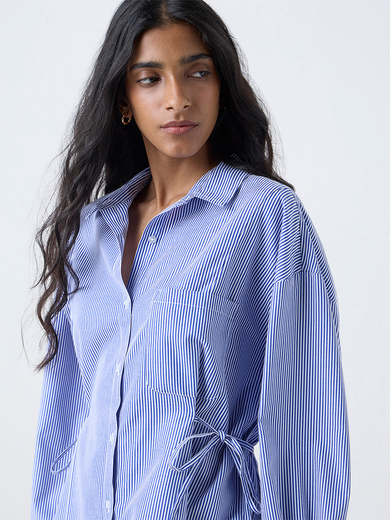 Nuon Blue Striped Shirt