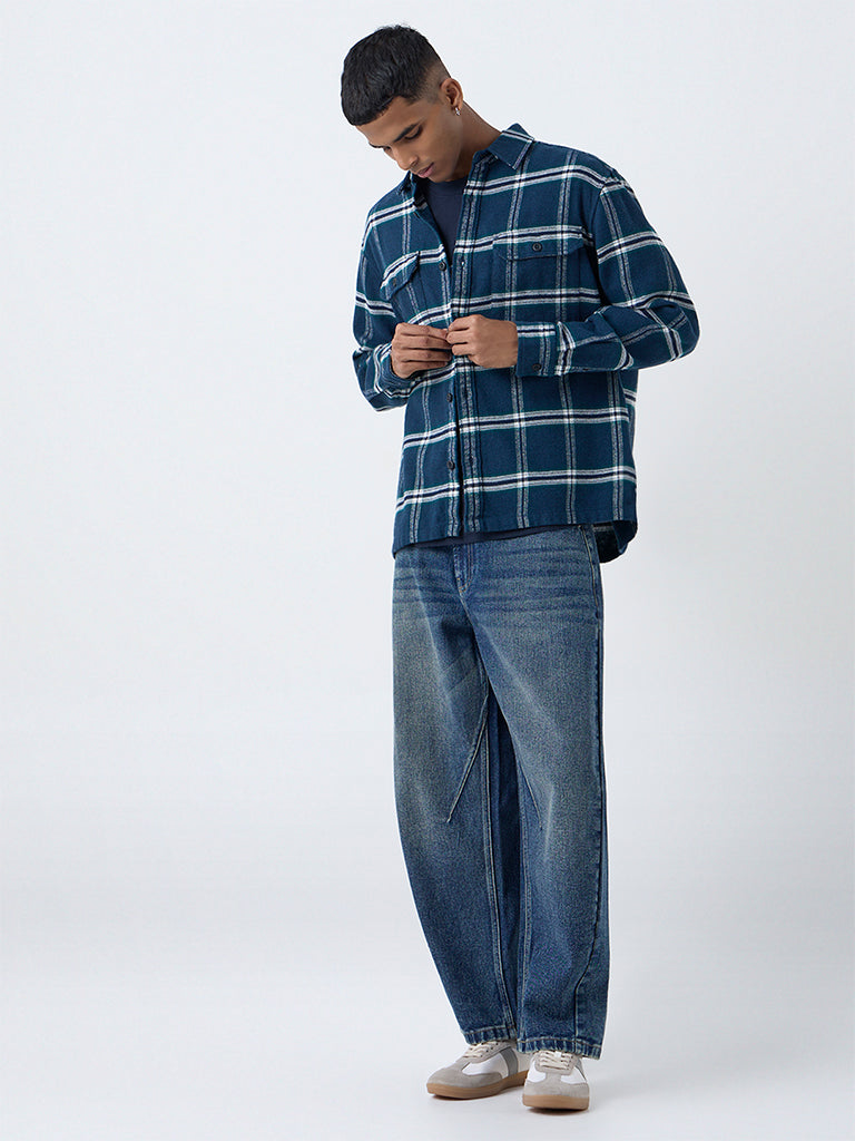 Nuon Blue Faded Relaxed-Fit Mid-Rise Jeans