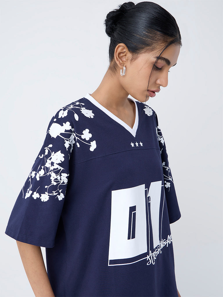 Nuon Navy Printed T-Shirt