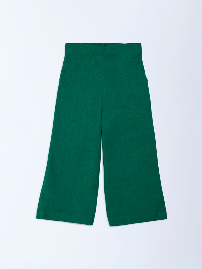 Utsa Kids Girls Jade Green Cotton-Blend Ethnic Pants - (2-8 yrs)