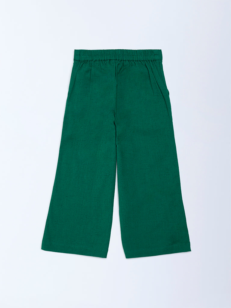 Utsa Kids Girls Jade Green Cotton-Blend Ethnic Pants - (2-8 yrs)