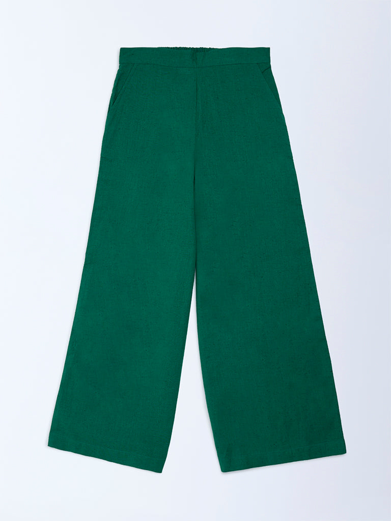 Utsa Kids Girls Jade Green Cotton-Blend Ethnic Pants - (8-14 yrs)
