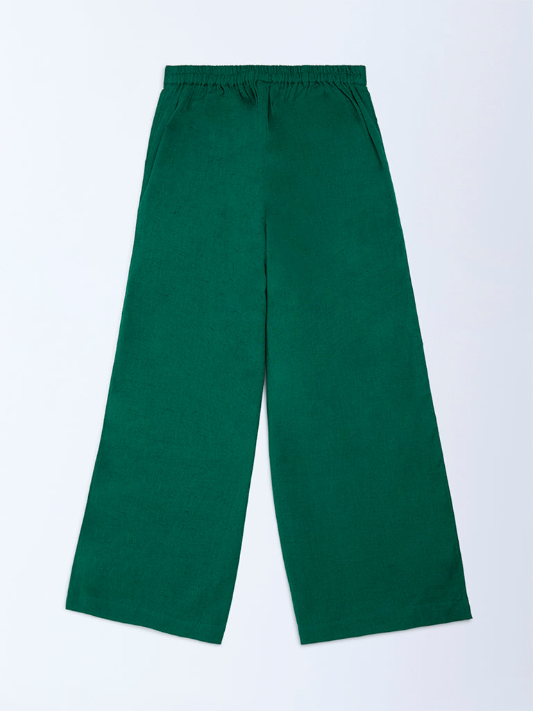 Utsa Kids Girls Jade Green Cotton-Blend Ethnic Pants - (8-14 yrs)