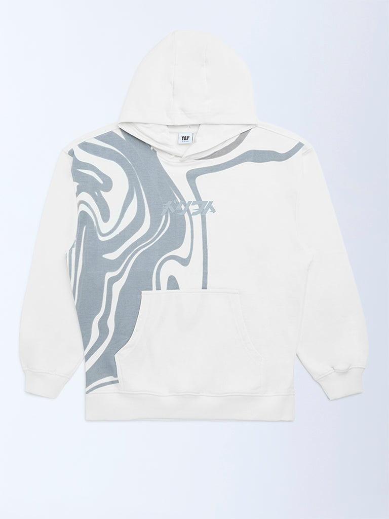 Boys Off-White Printed Cotton-Blend Hoodie