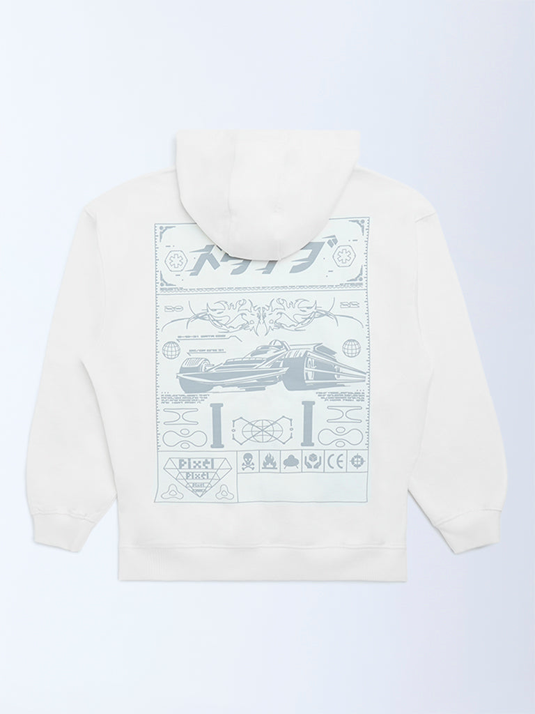 Boys Off-White Printed Cotton-Blend Hoodie